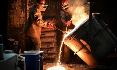 Work continues at a foundry in Berdyansk, a southern Ukrainian city occupied since the start of the conflict