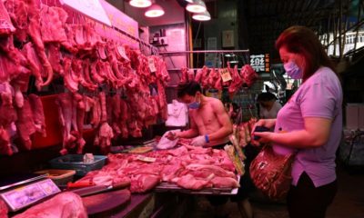 Pork prices in China were about 32 percent higher than a year ago last month