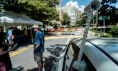 A sensor installed on a car records temperature, humidity, time and location for an urban heat mapping project