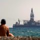 A drilling ship is seen off the Cypriot coastal city of Larnaca