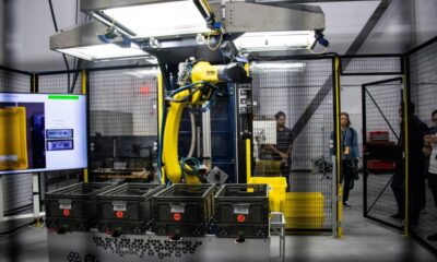 The sparrow robot is able to pick up unpackaged items to sort them at Amazon's BOS27 Robotics Innovation Hub in Westborough, Massachusetts on November 10, 2022