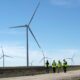 Employees of the French energy company Engie inspect wind turbines in a new project in Dawson, Texas, on February 28, 2023
